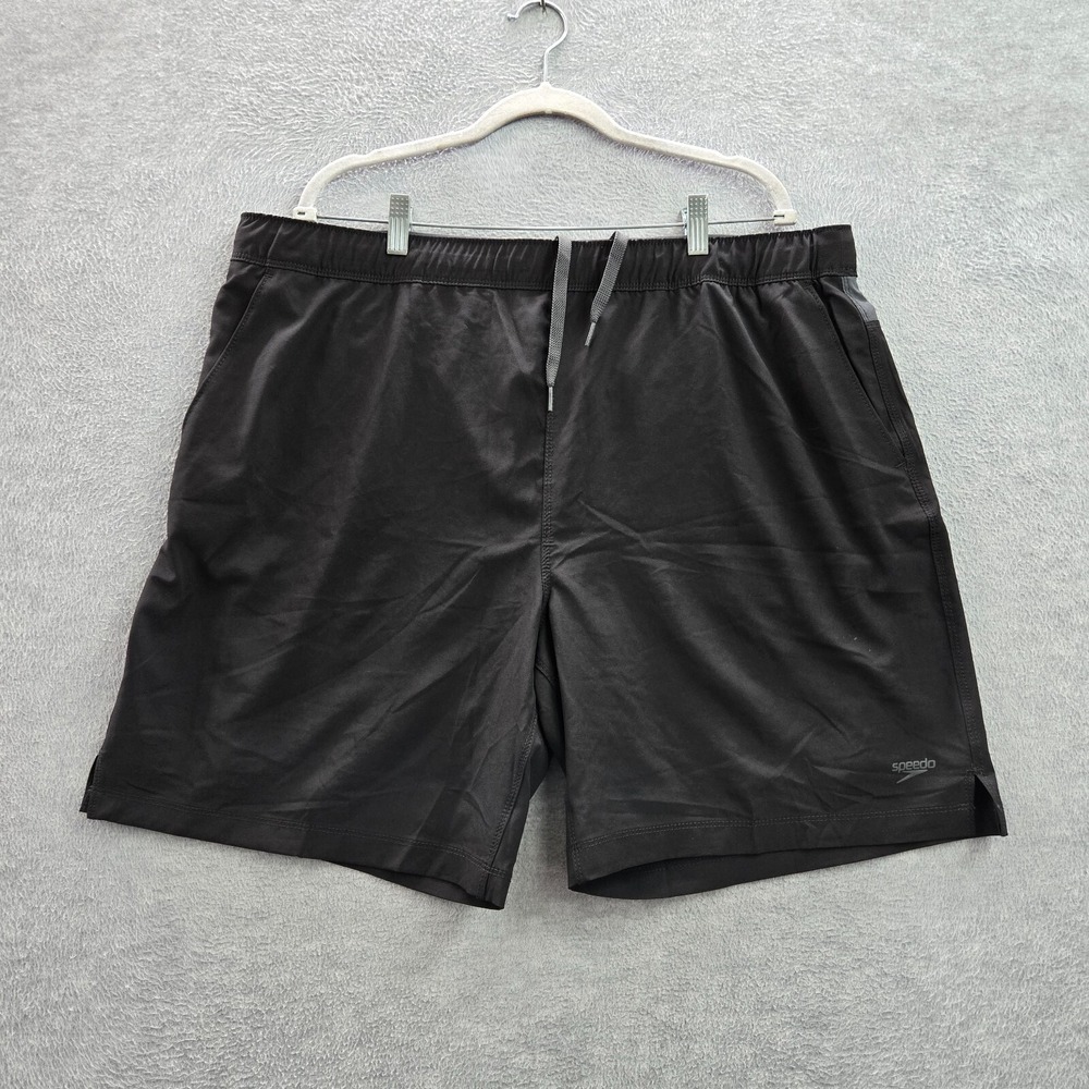 Speedo Mens Shorts 2XL Black Polyester Elastane Logo‎ Outdoor Beach